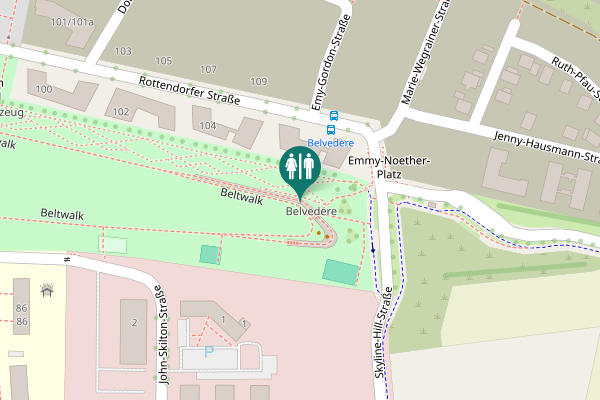 Map showing location of Beltwalk Toilet