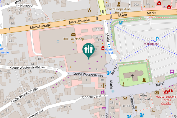Map showing location of Markt 45 Toilet