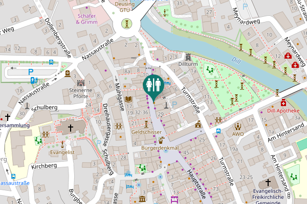Map showing location of Hauptstraße 21-23 Toilet