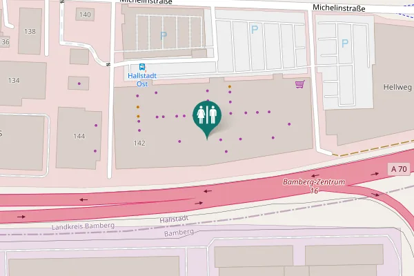 Map showing location of Michelinstraße 142 Toilet