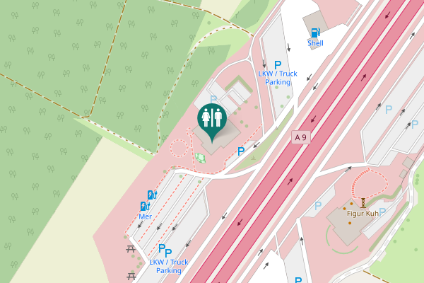 Map showing location of A 9 9 Toilet