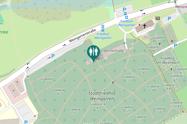 Map showing location of Weingartenstraße 78 Toilet