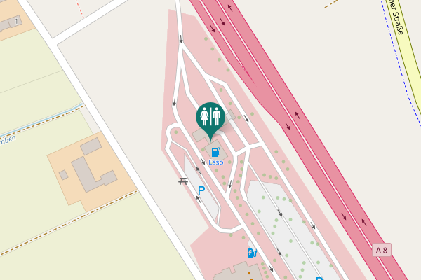 Map showing location of A 8 Toilet
