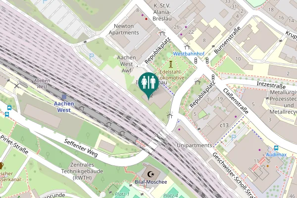 Map showing location of Republikplatz 9 Toilet
