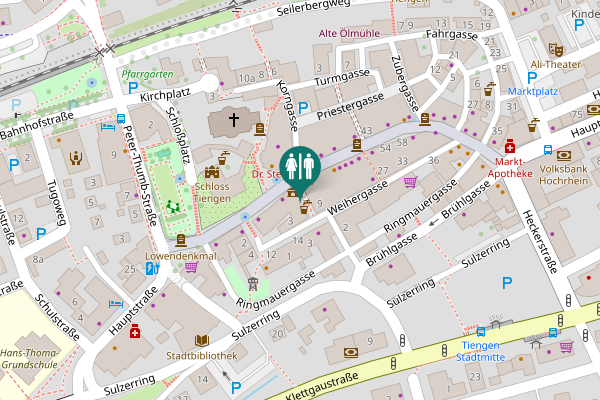 Map showing location of Nette Toilette Rathaus WT-Tiengen