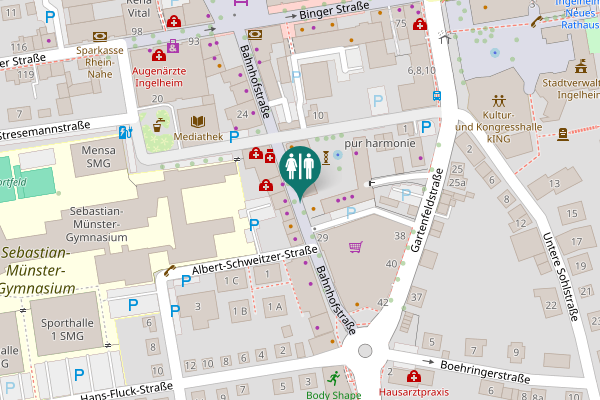 Map showing location of Bahnhofstraße 32 Toilet