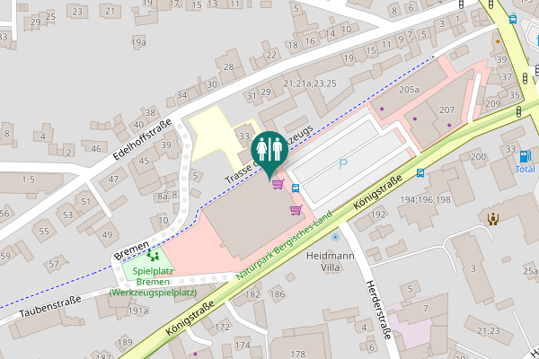 Map showing location of Königstraße 203 Toilet