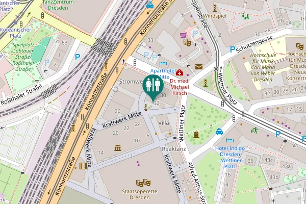 Map showing location of Kraftwerk Mitte 32 Toilet
