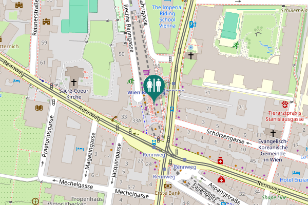 Map showing location of Vienna Toilet