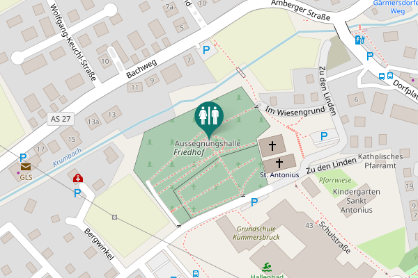 Map showing location of Kirchensteig Toilet