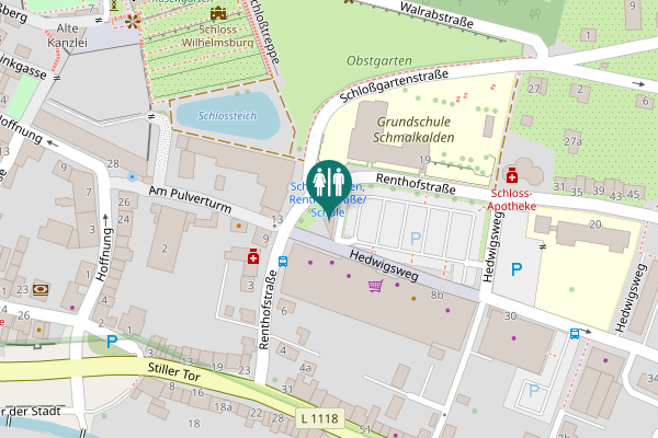 Map showing location of Hedwigsweg Toilet