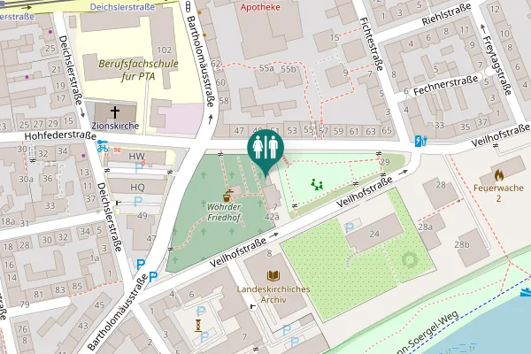 Map showing location of Hohfederstraße 49 Toilet