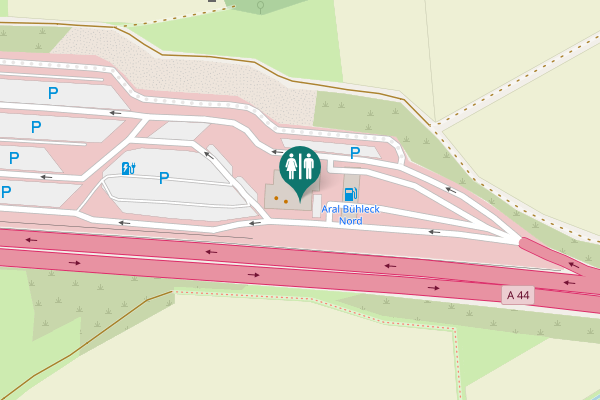 Map showing location of A 44 Toilet
