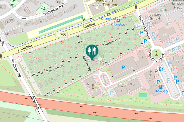 Map showing location of Asternweg Toilet
