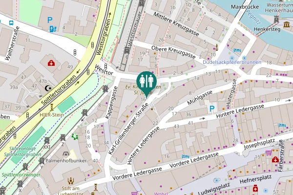 Map showing location of Karl-Grillenberger-Straße 1b Toilet