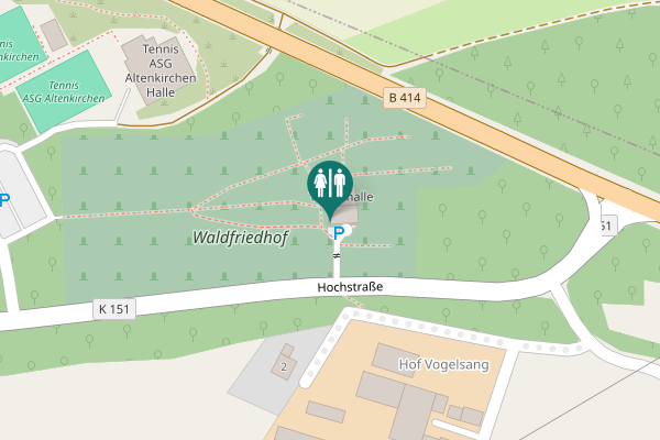 Map showing location of Hochstraße Toilet