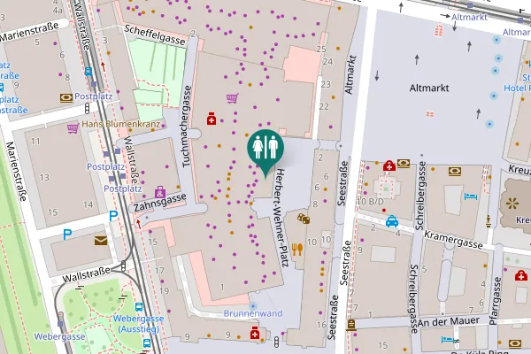 Map showing location of Webergasse 1 Toilet