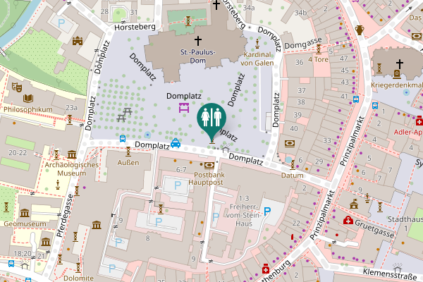 Map showing location of Domplatz Toilet