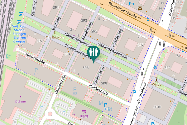 Map showing location of Siemenspromenade 6 Toilet
