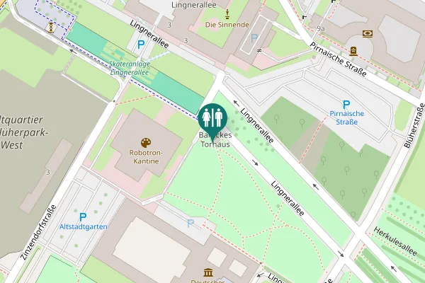 Map showing location of Lingnerallee Toilet