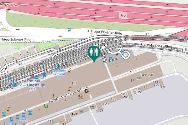 Map showing location of Kellertunnel Terminal 2 Toilet