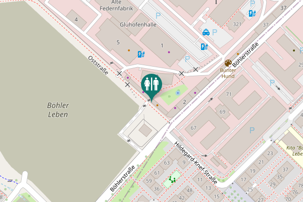 Map showing location of Oststraße Toilet