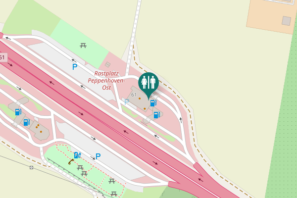 Map showing location of A 61 61 Toilet