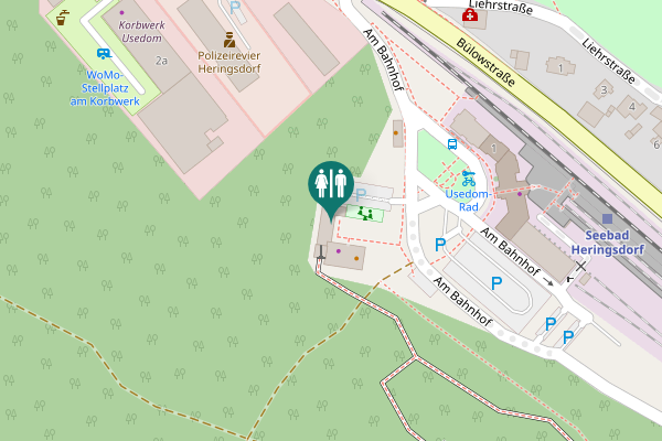 Map showing location of Baumwipfelpfad Toilet