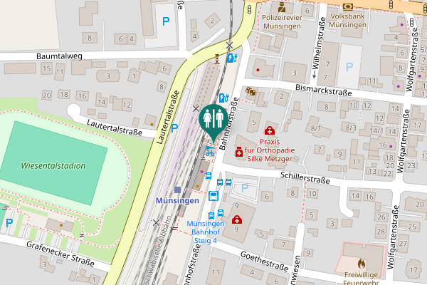 Map showing location of Bahnhofstraße 6/1 Toilet