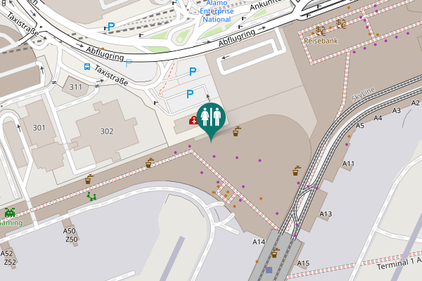 Map showing location of Abflugring Toilet