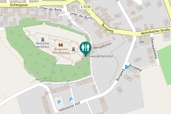 Map showing location of Biergäßchen Toilet