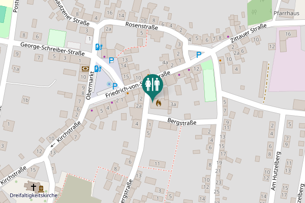 Map showing location of Bergstraße 1a Toilet