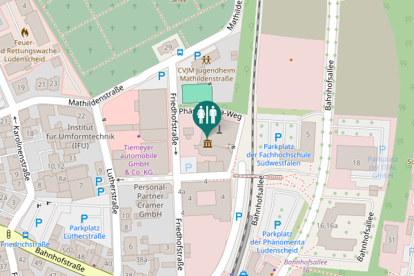 Map showing location of Phänomenta-Weg 1 Toilet