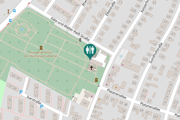 Map showing location of Betriebshof Toilet