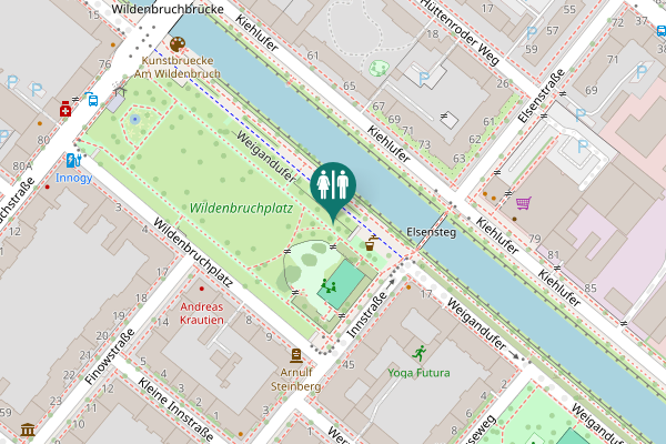 Map showing location of Weigandufer Toilet