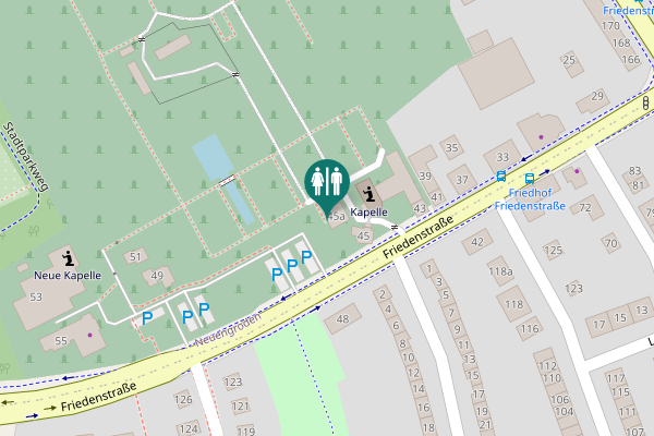 Map showing location of Friedenstraße 45a Toilet
