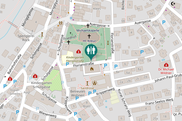 Map showing location of Friedhof Toilet