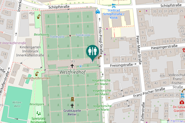 Map showing location of Fritz-Pregl-Straße 2 Toilet