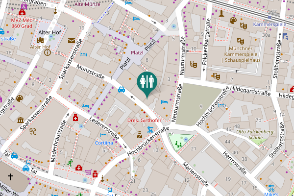 Map showing location of Platzl 9 Toilet