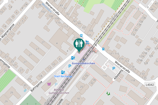 Map showing location of Bahngasse 1 Toilet