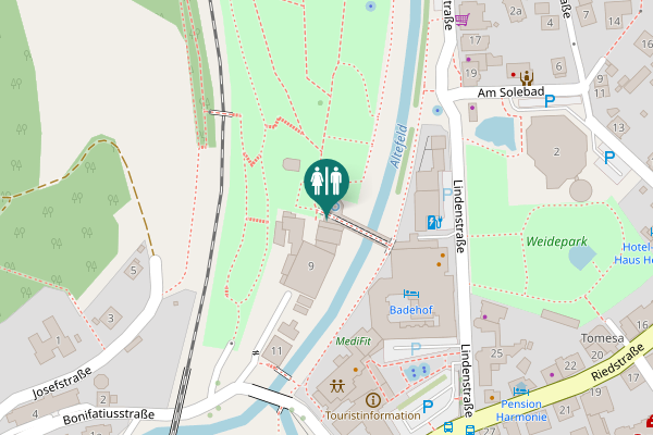 Map showing location of Wandelhalle Toilet