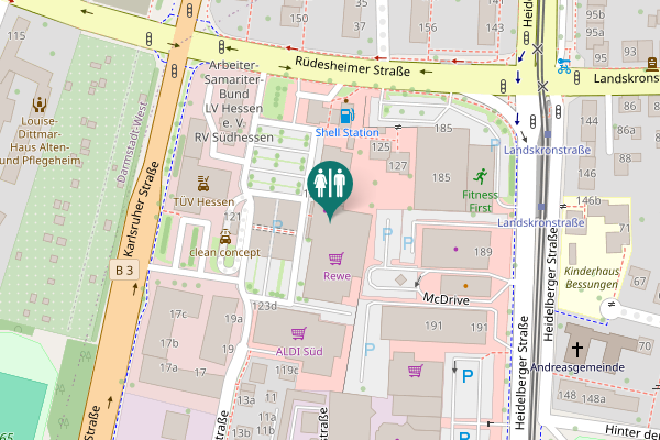 Map showing location of Rüdesheimer Straße 123c Toilet