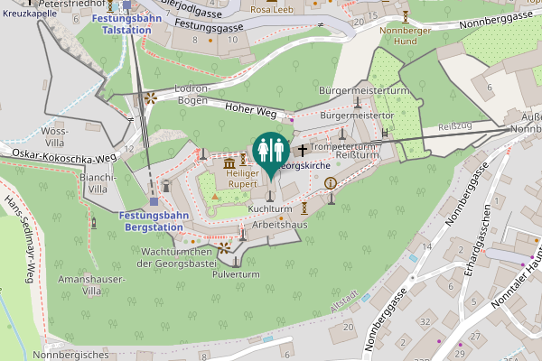 Map showing location of Feuergang Toilet