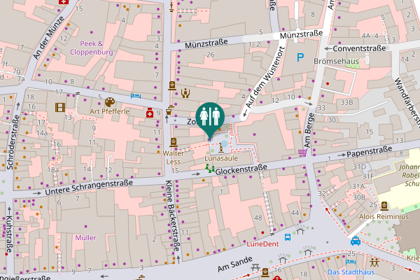 Map showing location of Glockenhof Toilet