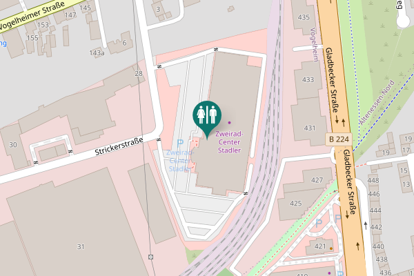 Map showing location of Strickerstraße 13 - 15 Toilet