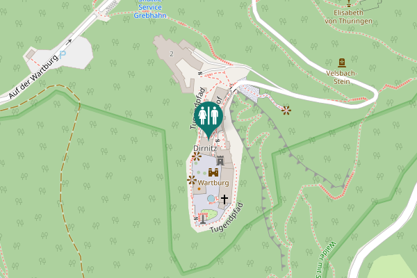 Map showing location of Burghof Toilet
