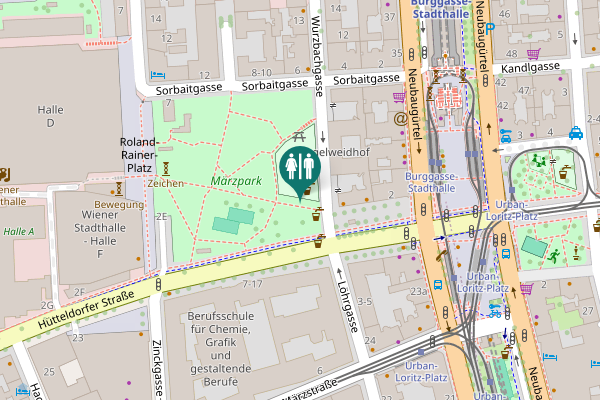 Map showing location of Wurzbachgasse 2-8 Toilet