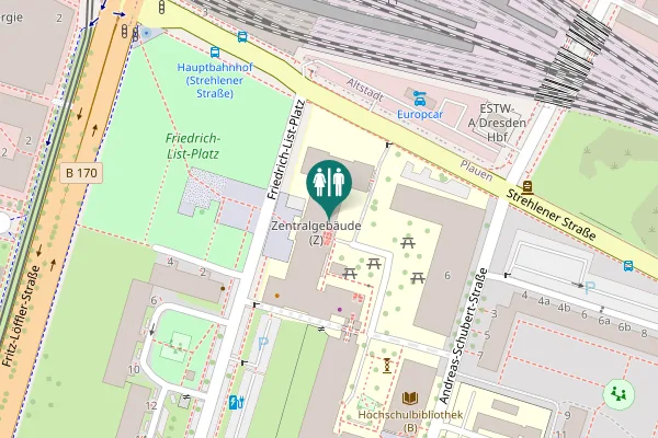 Map showing location of Friedrich-List-Platz 1 Toilet