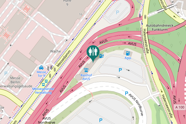 Map showing location of AVUS Toilet