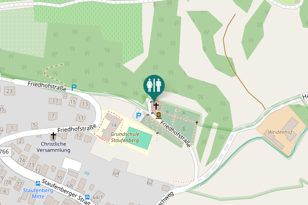 Map showing location of Friedhofstraße Toilet